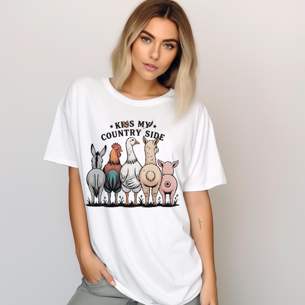 Kiss My Country Side Shirt, Funny Western Graphic Tee, Farm Girl Sassy Country T-Shirt