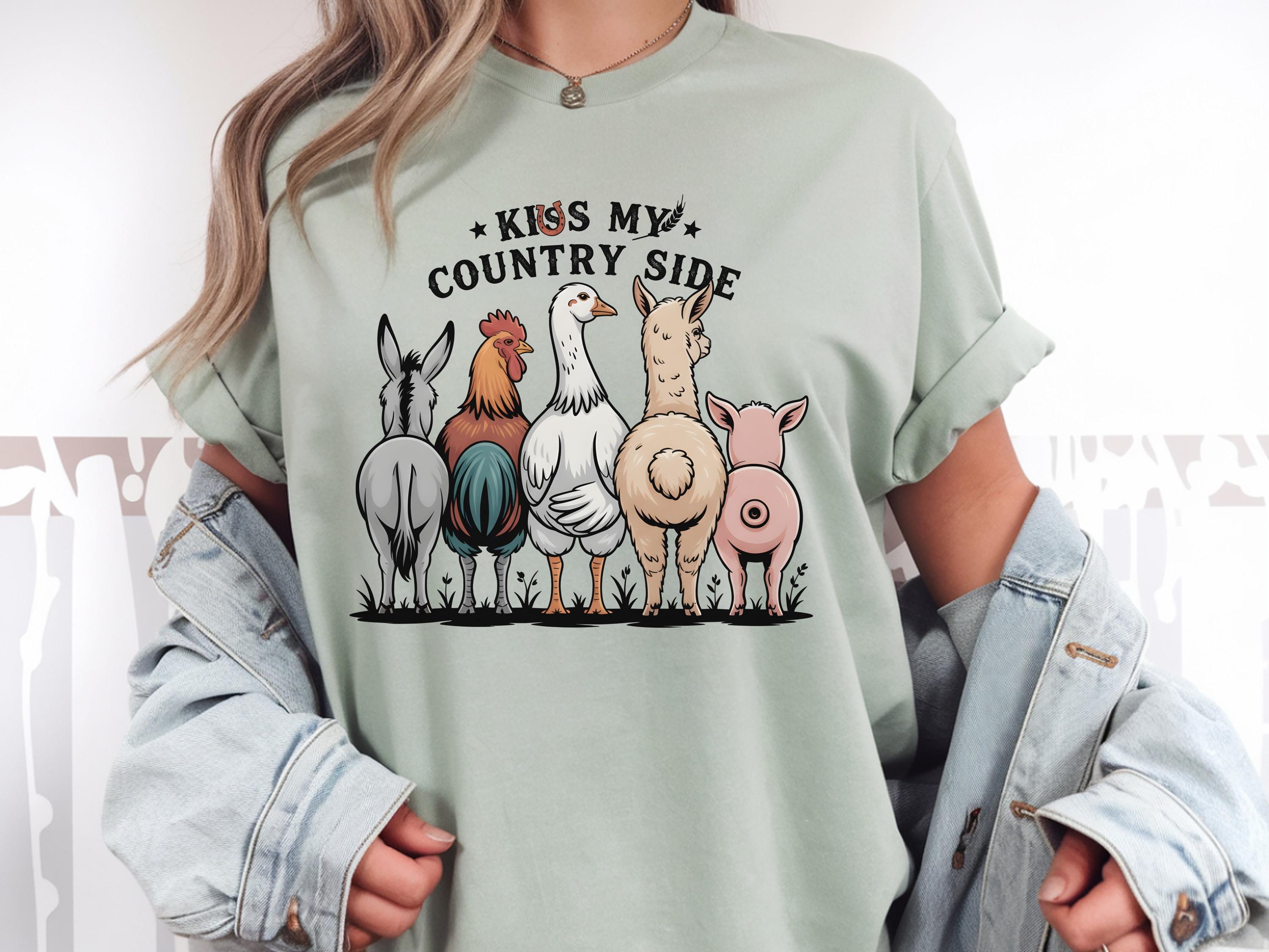 Kiss My Country Side Shirt, Funny Western Graphic Tee, Farm Girl Sassy Country T-Shirt