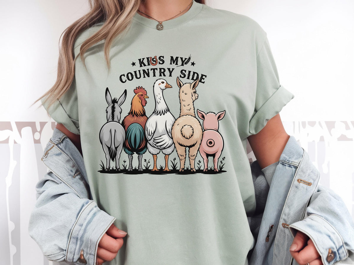Kiss My Country Side Shirt, Funny Western Graphic Tee, Farm Girl Sassy Country T-Shirt