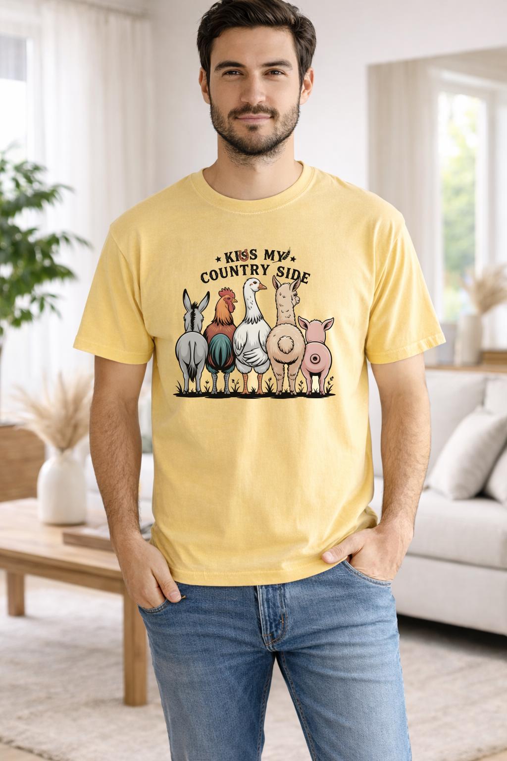 Kiss My Country Side Shirt, Funny Western Graphic Tee, Farm Girl Sassy Country T-Shirt