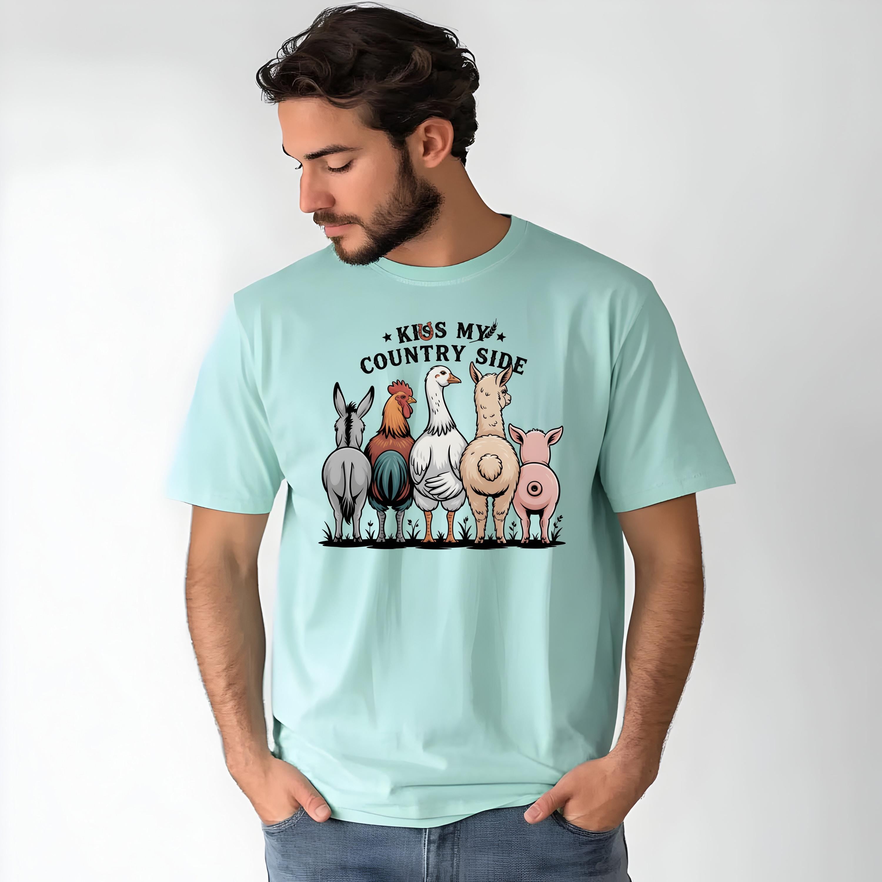 Kiss My Country Side Shirt, Funny Western Graphic Tee, Farm Girl Sassy Country T-Shirt