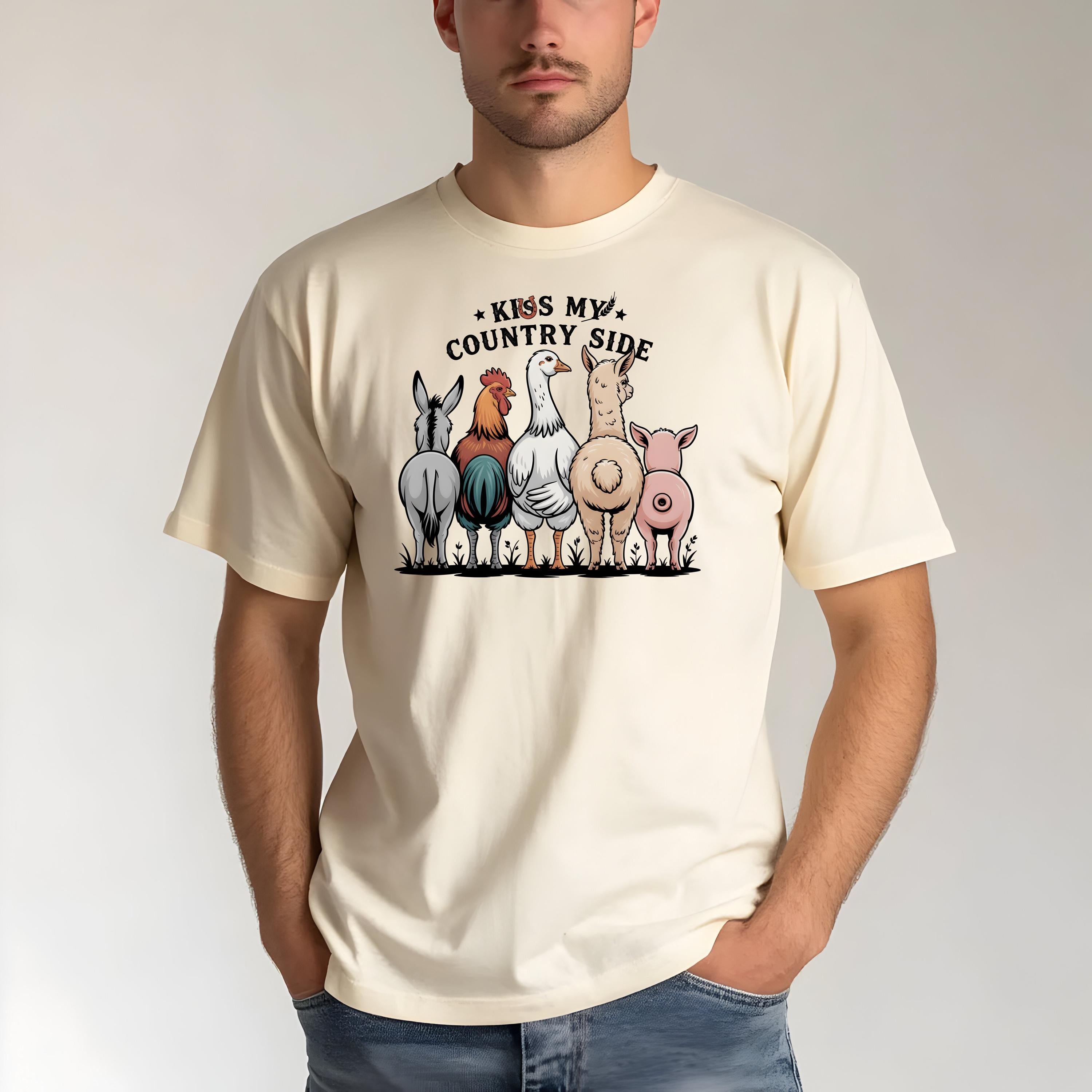 Kiss My Country Side Shirt, Funny Western Graphic Tee, Farm Girl Sassy Country T-Shirt
