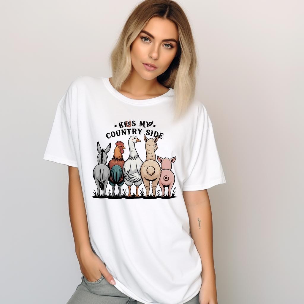 Kiss My Country Side Shirt, Funny Western Graphic Tee, Farm Girl Sassy Country T-Shirt