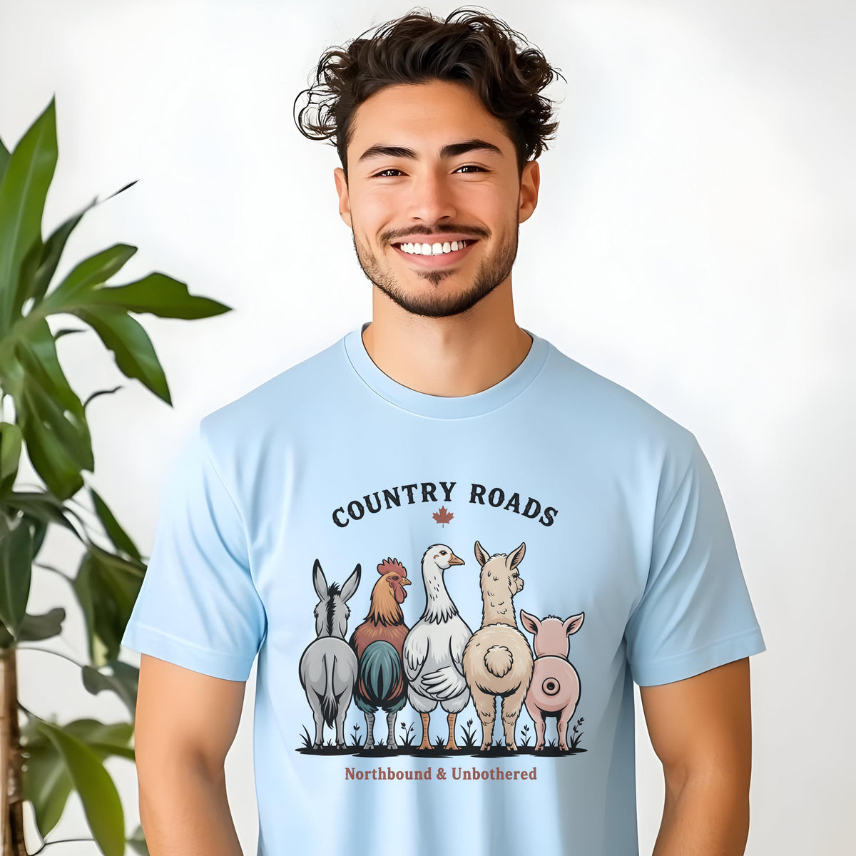Country Roads Northbound & Unbothered Shirt, Funny Canadian Farm Graphic Tee, Rustic Barnyard Western T-Shirt