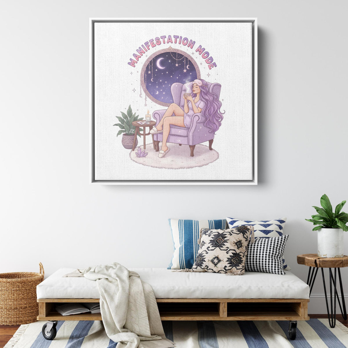 Manifestation Mode Wall Art, Mystical Room Decor, Spiritual Canvas Print, Relaxation Vibe, Astral Inspiration, Modern Aesthetic Gift