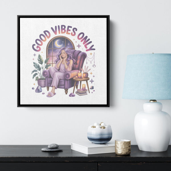 Relaxing Canvas Art, Inspirational Wall Decor, Vibrant Good Vibes Only Home Print, Cozy Vibes Canvas, Meditation Room Wall Art