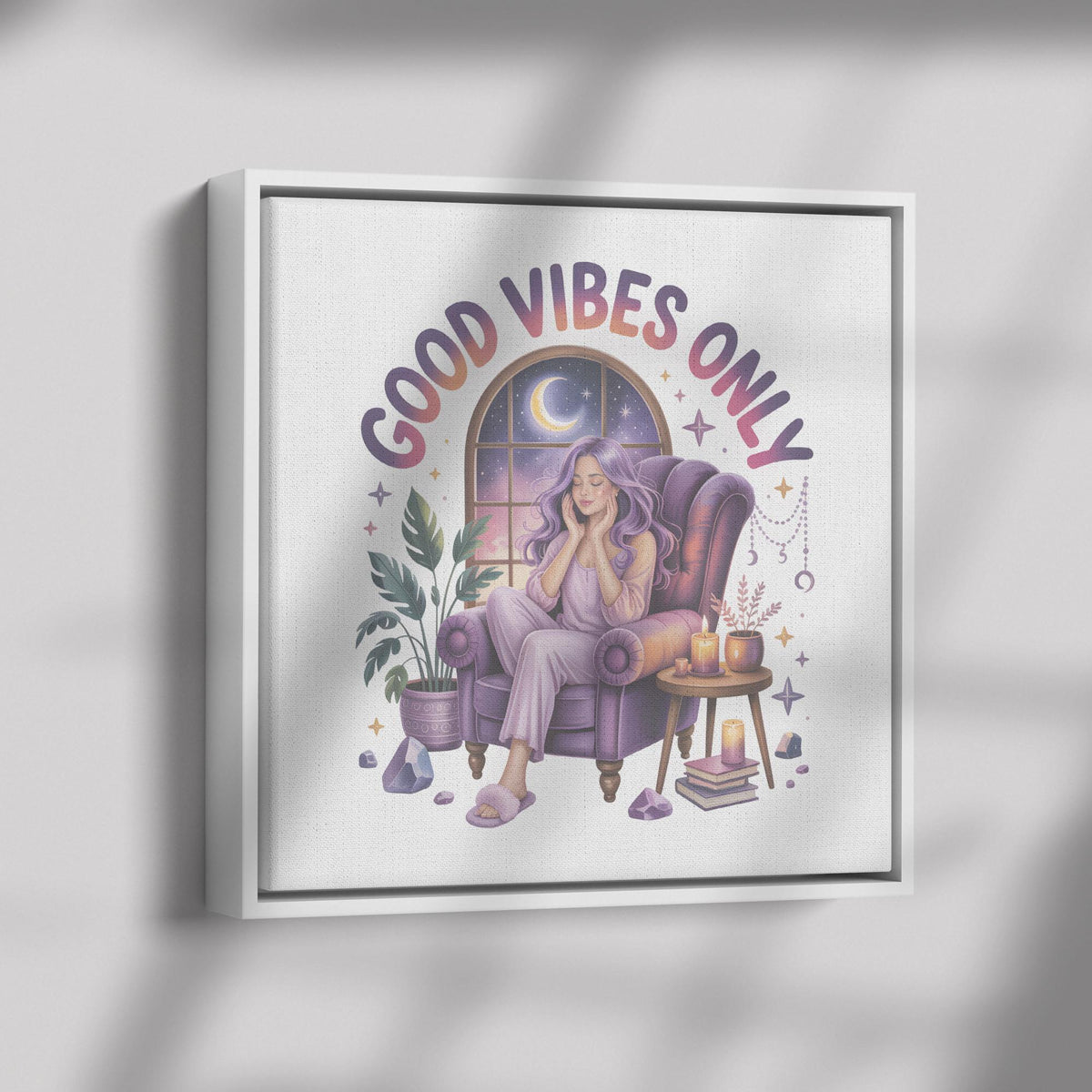 Relaxing Canvas Art, Inspirational Wall Decor, Vibrant Good Vibes Only Home Print, Cozy Vibes Canvas, Meditation Room Wall Art