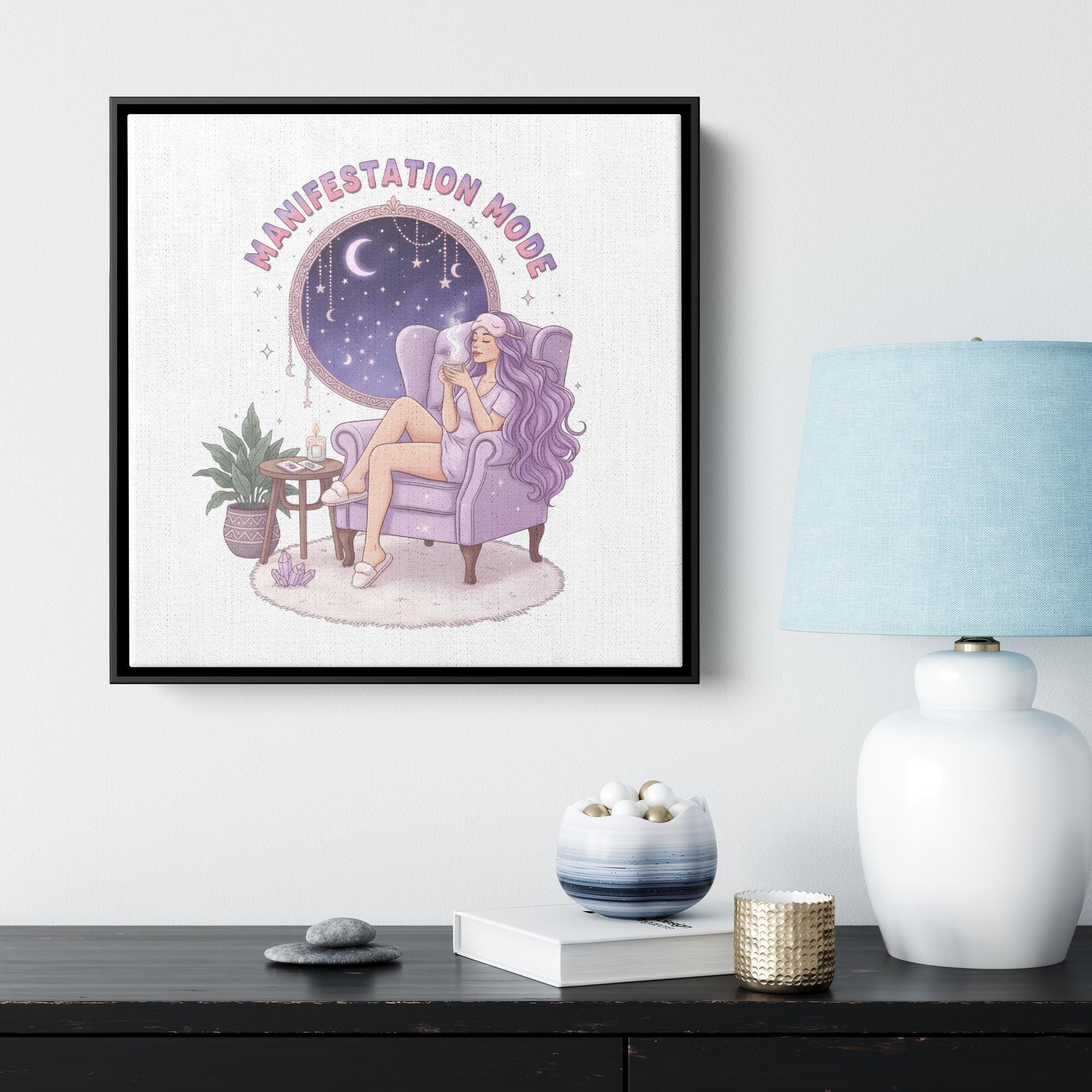 Manifestation Mode Wall Art, Mystical Room Decor, Spiritual Canvas Print, Relaxation Vibe, Astral Inspiration, Modern Aesthetic Gift