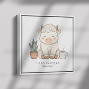 Cute Fluffy Highland Cow Canvas Art Print, Boho Nursery Decor, Zen Wall Art, Playful Kids Room Decor, Baby Shower Gift, Modern Home Decor
