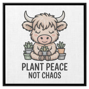 Fluffy Highland Cow Plant Art Wall Decor, Cute Animal Canvas Art, Peaceful Home Decor, Inspirational Nursery Art Print, Farmhouse Wall Art
