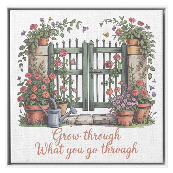 Garden Canvas Wall Art, Inspirational Quote Decor, Floral Gate Print, Nature Lover Gift, Home Office Decoration, Motivational Art Piece