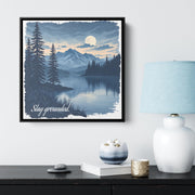 Mountain Landscape Canvas Art, Moonlit Lake Wall Decor, Nature Wall Art, Rustic Home Decor, Ready to Hang, Gift for Nature Lovers