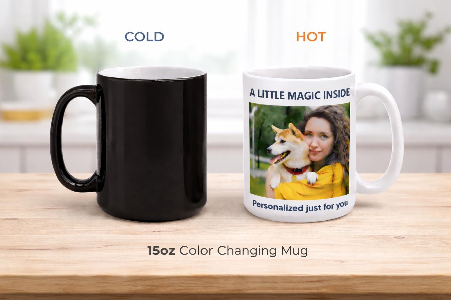 Personalized Color Changing Mug | Magic Reveal Coffee Cup | Custom Photo Heat Sensitive Mug | Surprise Gift for Her Him 15oz