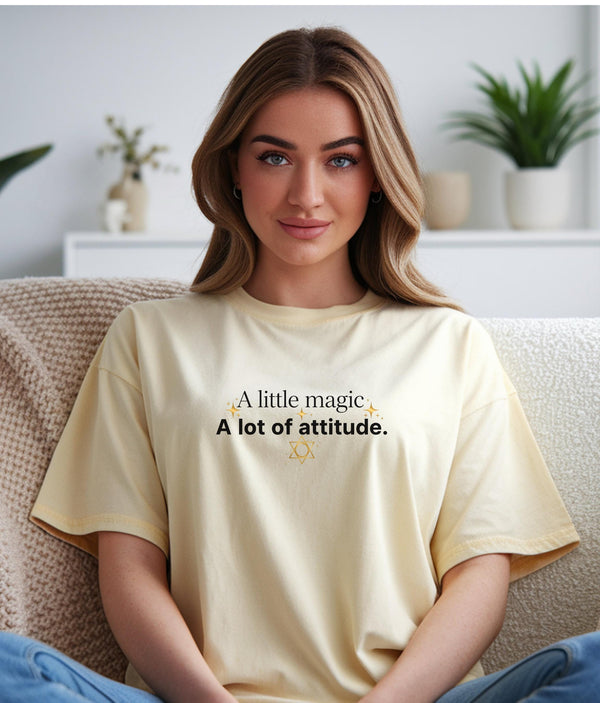 A Little Magic A Lot of Attitude T-Shirt | Sassy Quote Tee | Witchy Graphic Shirt | Soft Aesthetic Shirt | Cute Bold Statement Tee