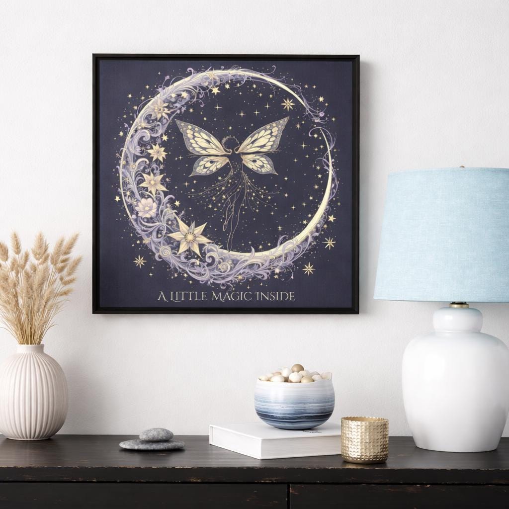 Fairy Moon Canvas Art | Whimsical Celestial Decor