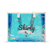 Personalized Beach Holographic Tote Bag | Custom Name Palm Tree Bag | Clear Summer Beach Bag | Vacation Pool Tote