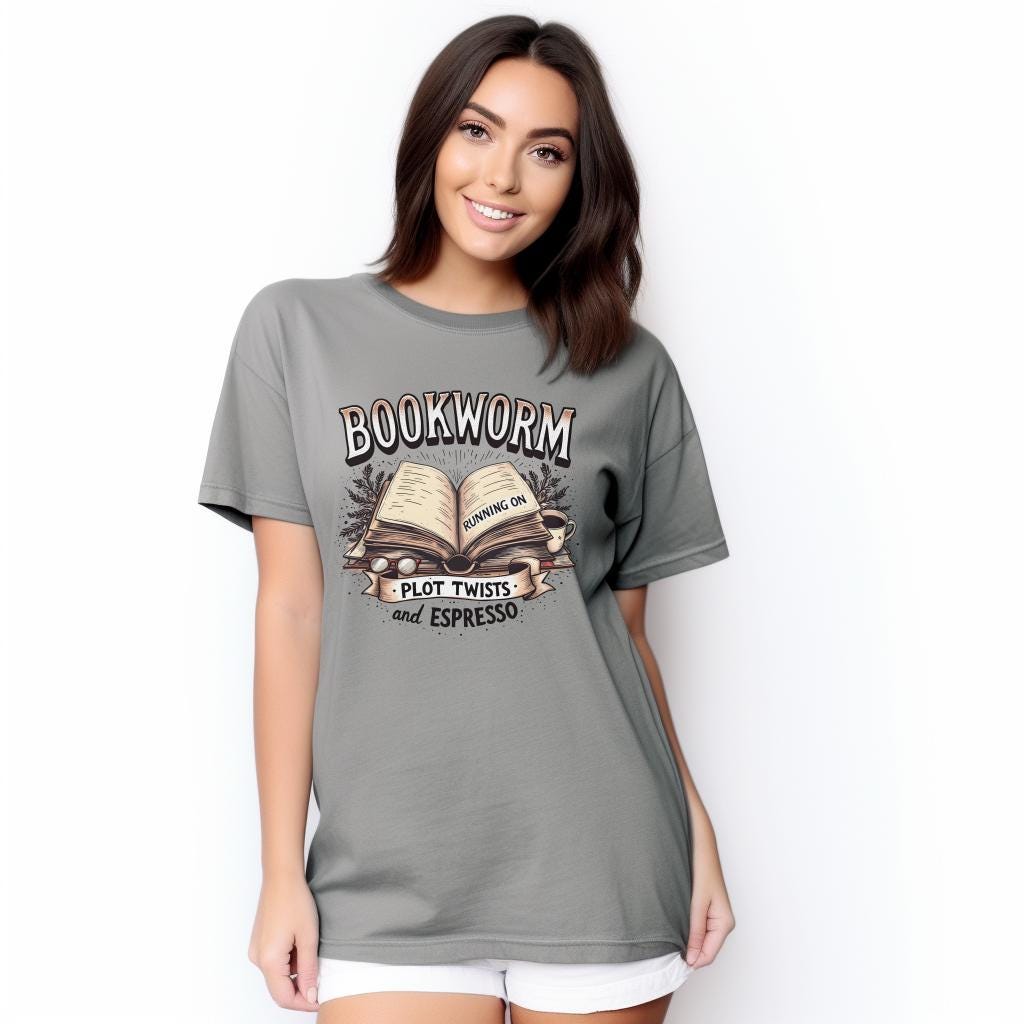Bookworm t shirt, books and coffee graphic tee, reading aesthetic top