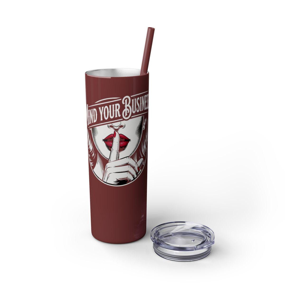 Mind Your Business Tumbler 20oz | Sassy Gothic Skinny Tumbler with Straw | Funny Attitude Gift for Her | Dark Aesthetic Travel Cup