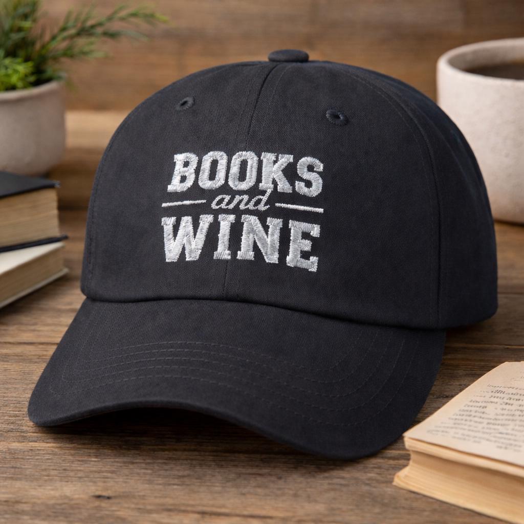 Books and Wine Classic Dad Cap | Literary Wine Lover Hat