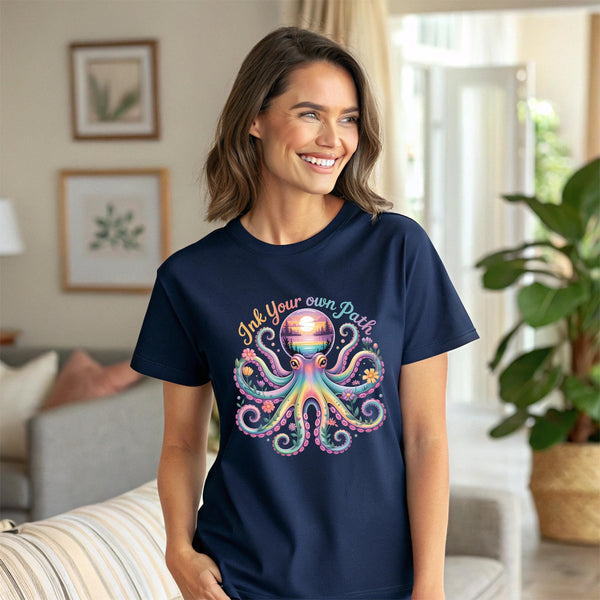 Octopus tee, Ink Your Own Path graphic, kawaii ocean creature shirt, unisex fit
