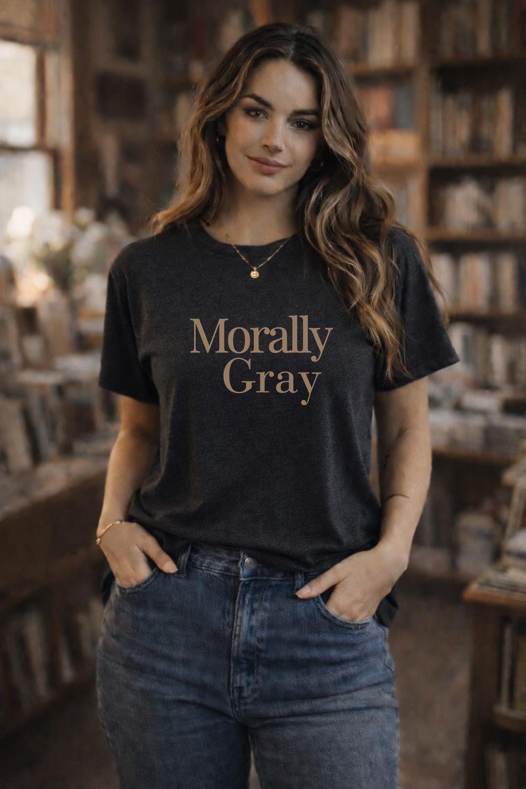 Morally Gray Shirt, Bookish Aesthetic Tee, Minimalist Reader Graphic T Shirt, Dark Academia Style Top