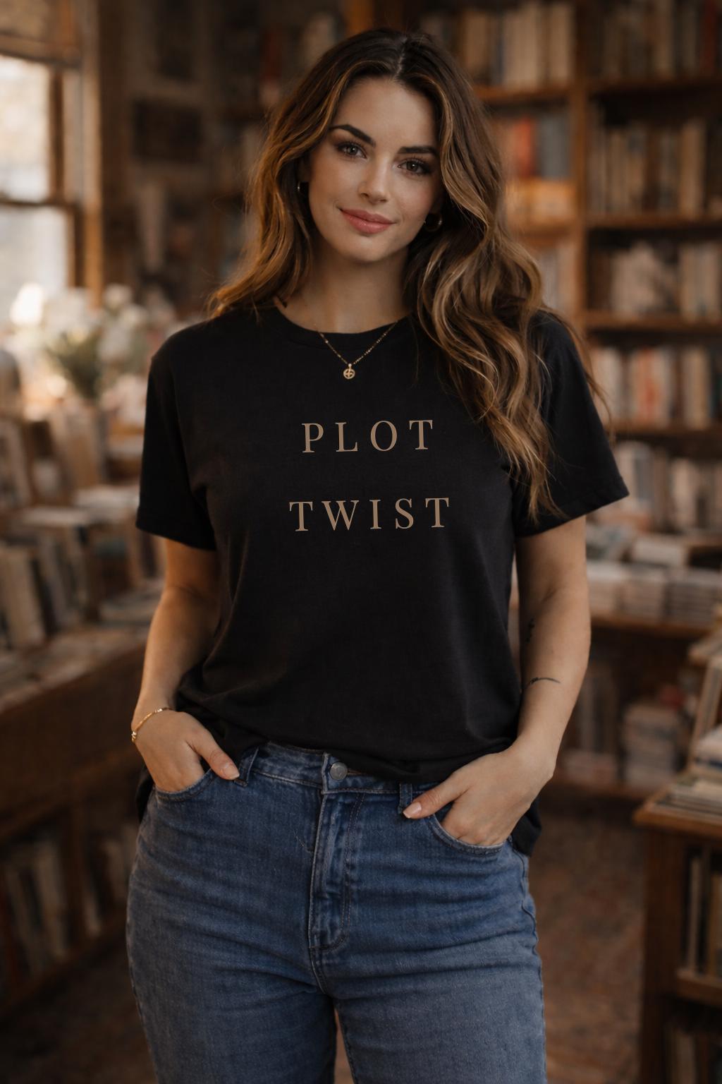 Plot Twist Shirt, Bookish Aesthetic Tee, Minimalist Reader Graphic T Shirt, Dark Academia Top
