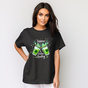 Sippin & Feelin Lucky Shirt, St Patricks Day Graphic Tee, Shamrock Drink Tee, Funny Irish Party Shirt