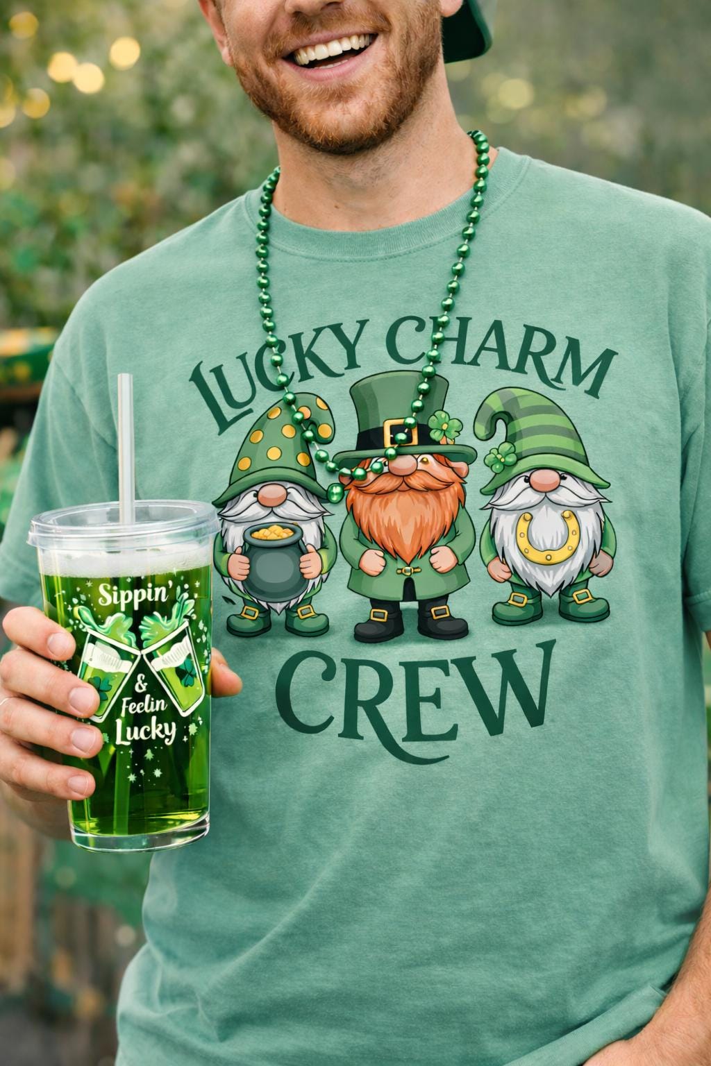 Lucky Charm Crew Shirt | St Patrick’s Day Gnome Tee | Comfort Colors 1717 Irish Shamrock Shirt | Cute Green Holiday Top