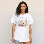 Retirement Shirt Comfort Colors 1717 | Retired Seas the Day Tee | Beach Retirement Gift | Funny Coastal Surfboard Shirt