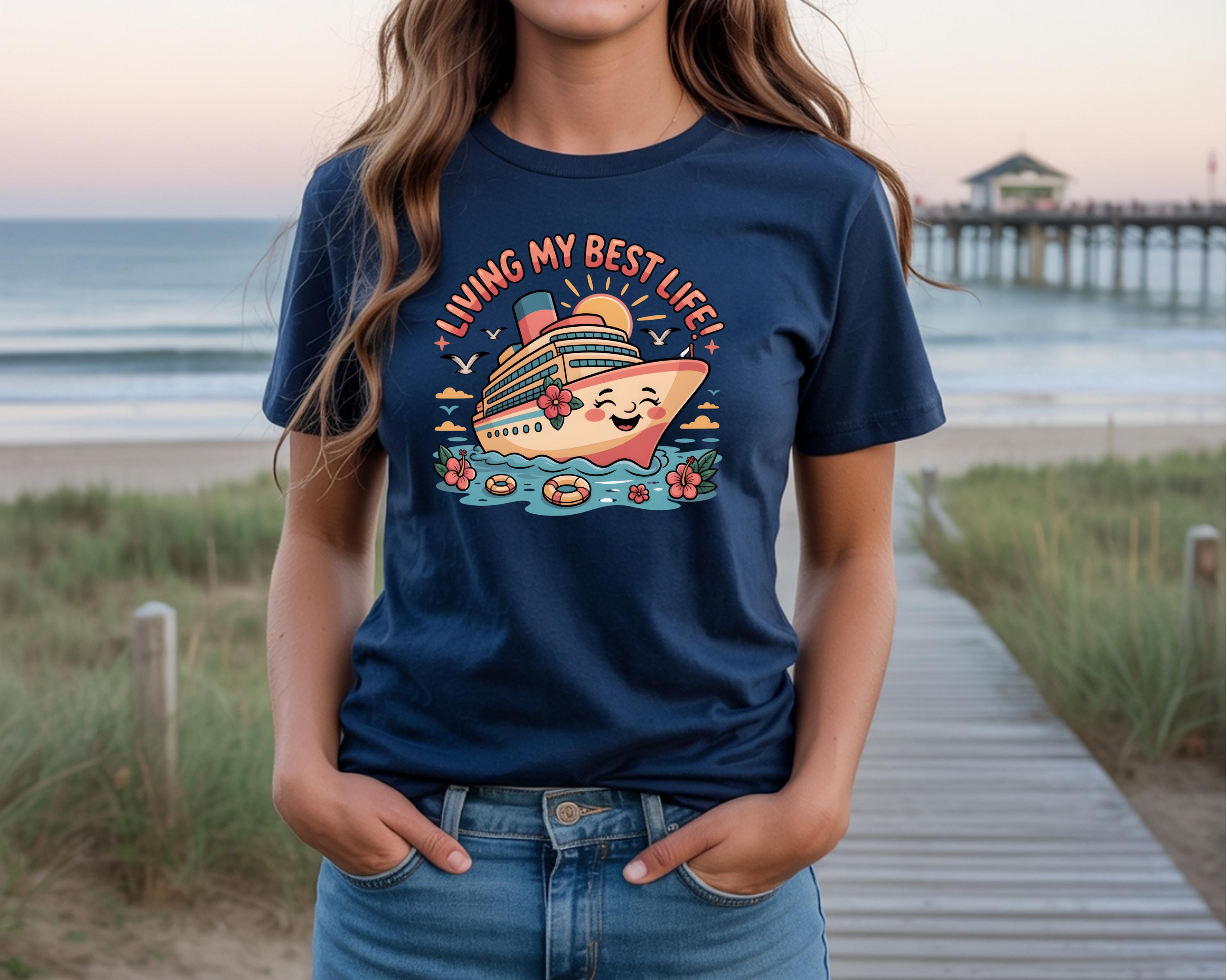 Living My Best Life Cruise Shirt | Comfort Colors 1717 | Funny Vacation Tee | Cruise Ship Graphic | Tropical Travel Shirt