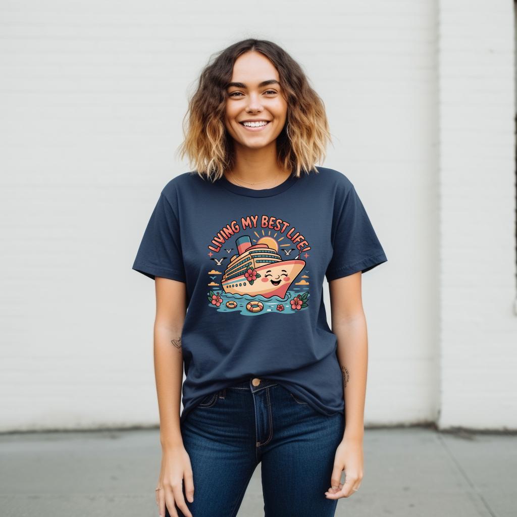 Living My Best Life Cruise Shirt | Comfort Colors 1717 | Funny Vacation Tee | Cruise Ship Graphic | Tropical Travel Shirt