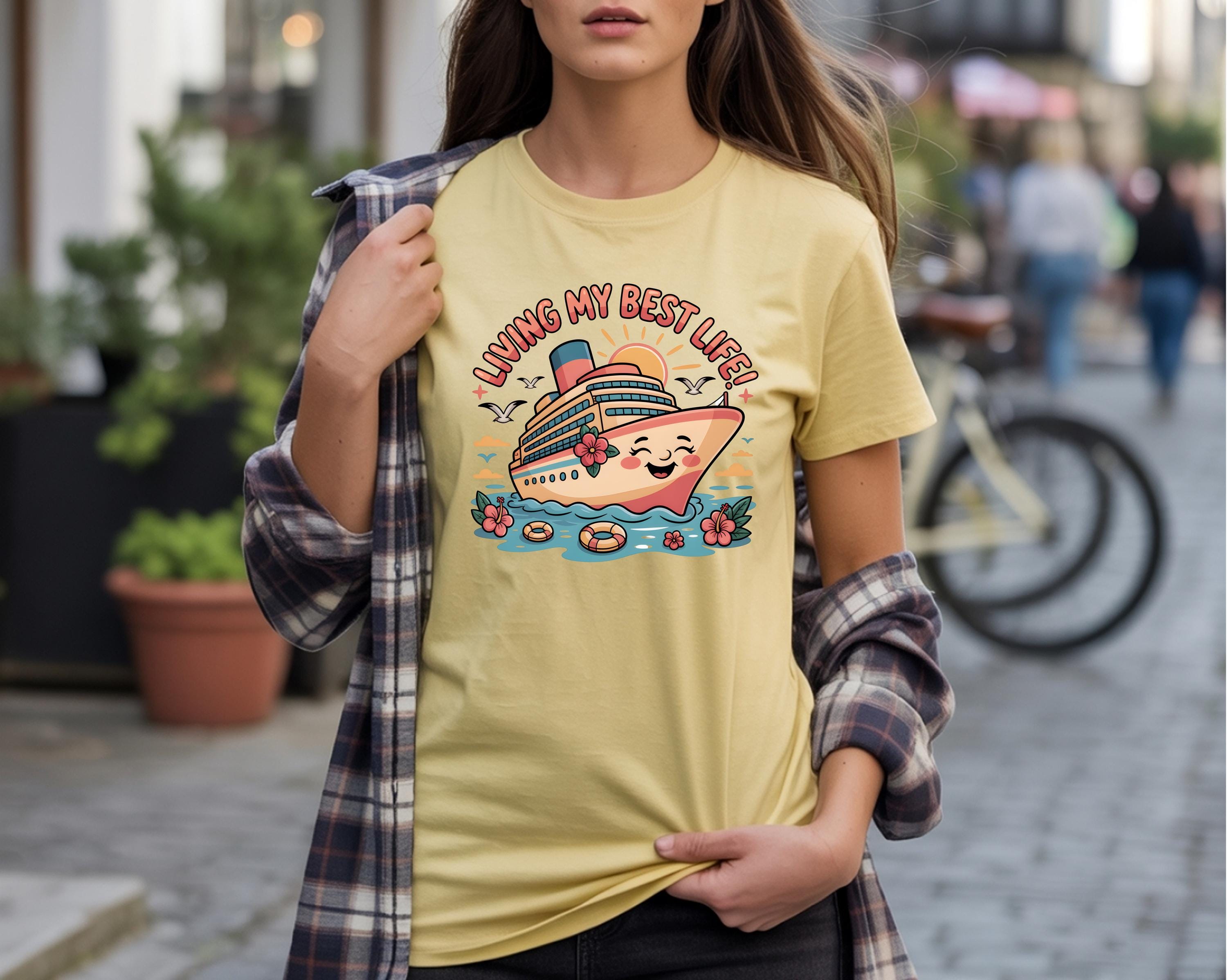 Living My Best Life Cruise Shirt | Comfort Colors 1717 | Funny Vacation Tee | Cruise Ship Graphic | Tropical Travel Shirt