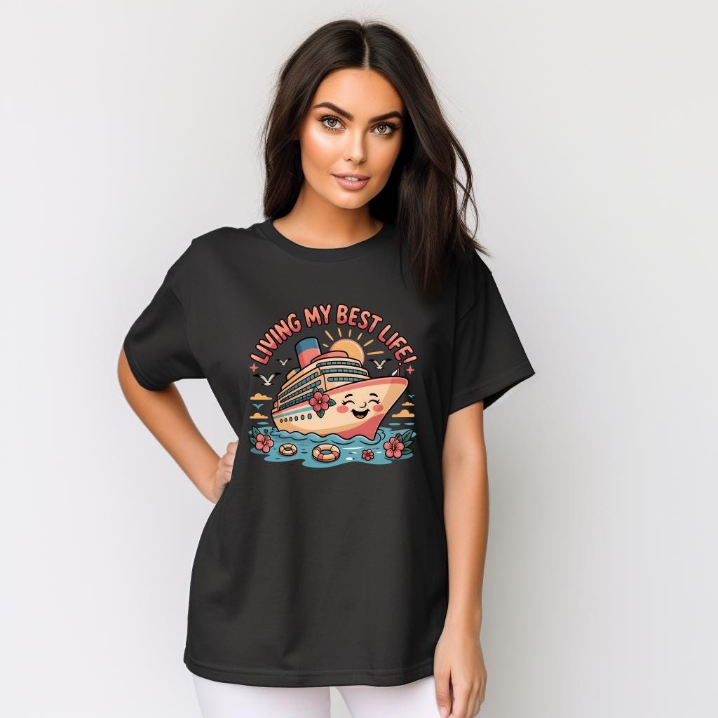 Living My Best Life Cruise Shirt | Comfort Colors 1717 | Funny Vacation Tee | Cruise Ship Graphic | Tropical Travel Shirt