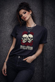Petals & Poison Skull Shirt, Dark Romance Floral Graphic Tee, Moody Rose Aesthetic Top, Gothic Inspired Statement Shirt