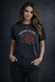 Poisoned Bloom Floral Shirt, Dark Romantic Flower Graphic Tee, Moody Botanical Aesthetic Top, Gothic Inspired Rose Shirt
