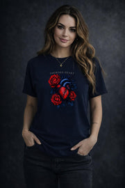 Thorned Heart Shirt, Dark Romance Anatomical Heart Tee, Gothic Rose Graphic Top, Moody Floral Aesthetic Shirt for Women