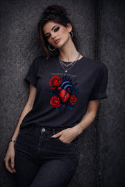 Thorned Heart Shirt, Dark Romance Anatomical Heart Tee, Gothic Rose Graphic Top, Moody Floral Aesthetic Shirt for Women