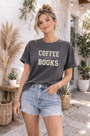 Coffee and Books Shirt – Book Lover Graphic Tee – Cozy Reader Aesthetic T-Shirt – Literary Lifestyle Top