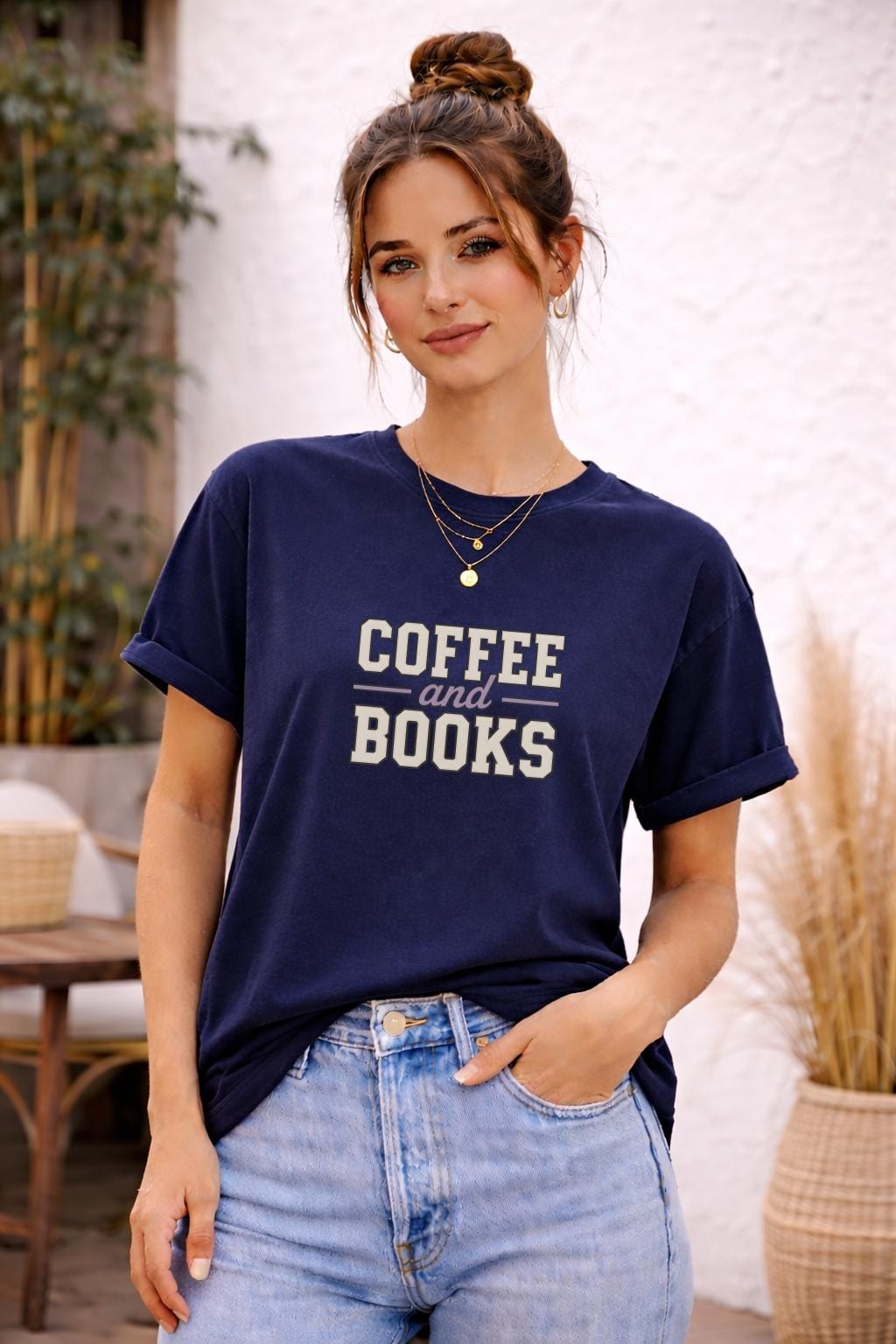 Coffee and Books Shirt – Book Lover Graphic Tee – Cozy Reader Aesthetic T-Shirt – Literary Lifestyle Top