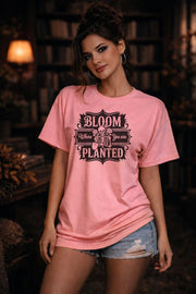 Bloom Where You Are Planted Shirt – Gothic Skeleton Floral Tee – Inspirational Dark Aesthetic Top – Motivational Graphic Shirt for Women