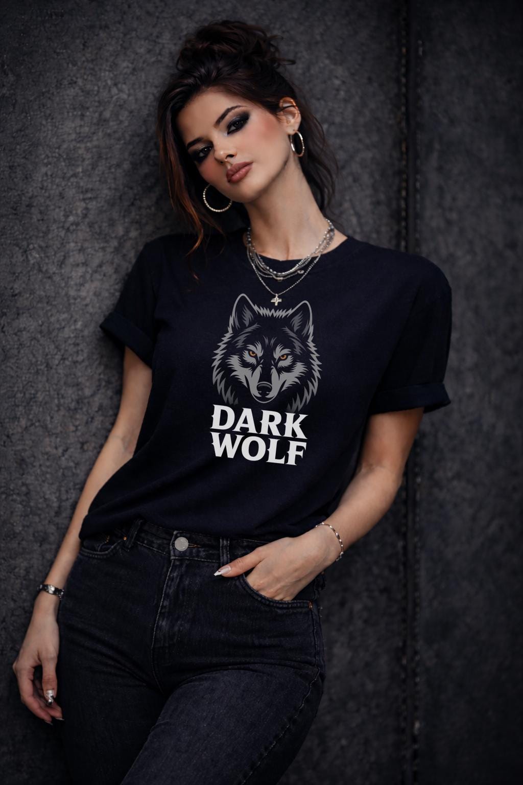Dark Wolf Shirt – Gothic Wolf Graphic Tee – Fierce Wolf Head Shirt – Edgy Aesthetic Top – Wolf Lover Gift for Her