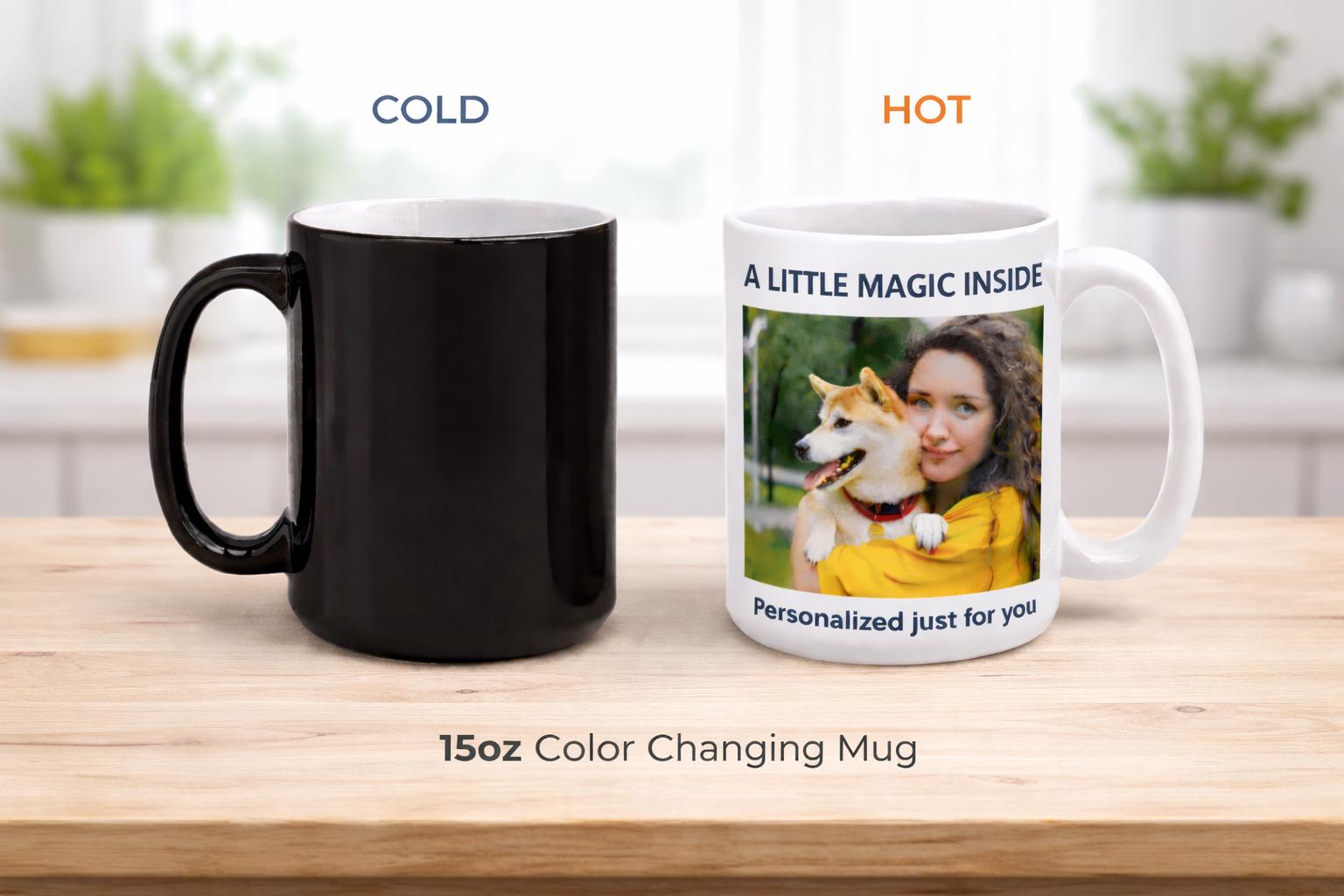 image for color morphing Personalized Color Changing Mug | Magic Reveal Coffee Cup | Custom Photo Heat Sensitive Mug | Surprise Gift for Her
