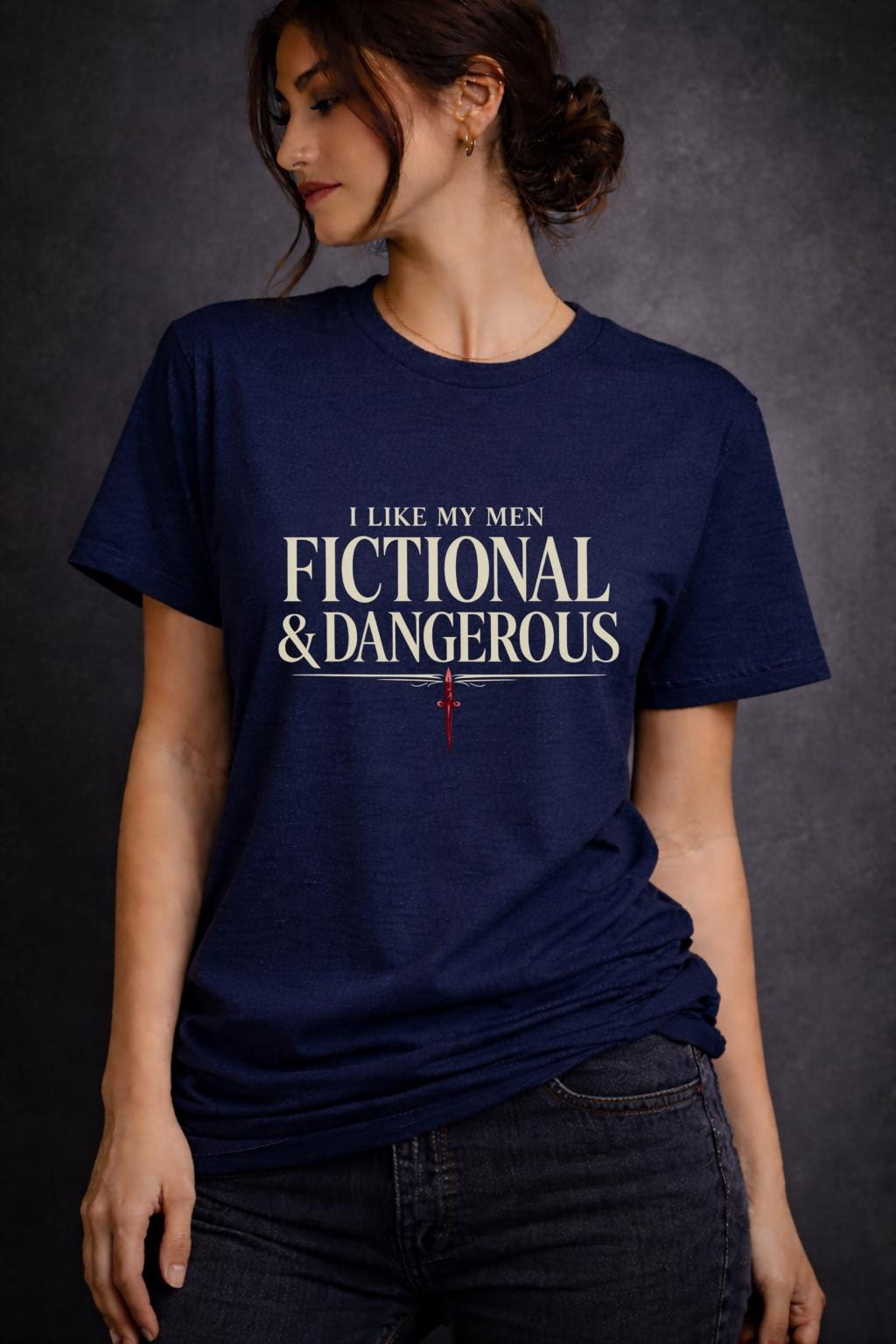 I Like My Men Fictional & Dangerous Shirt, Dark Romance Reader Tee, BookTok Romance Shirt, Villain Lover Tee, Gothic Book Lover Gift