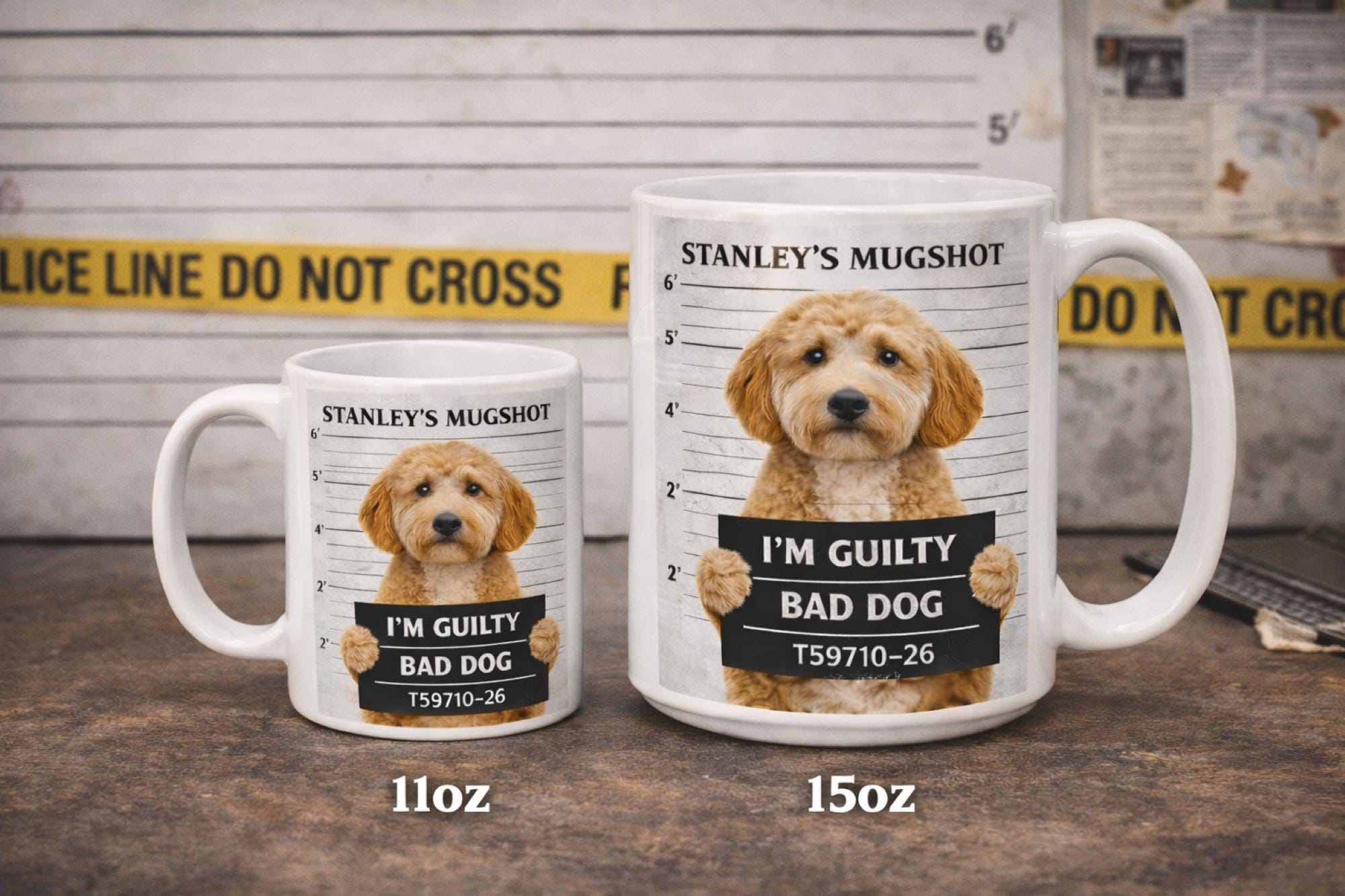 Custom Pet Mugshot Mug, Funny Pet Photo Mug, Personalized Dog or Cat Mug, Pet Crime Mug, Upload Pet Picture Mug, Funny Pet Gift, Ceramic Mug