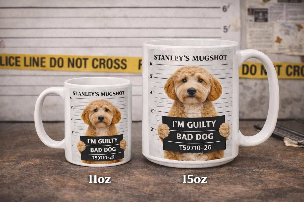 Custom Pet Mugshot Mug, Funny Pet Photo Mug, Personalized Dog or Cat Mug, Pet Crime Mug, Upload Pet Picture Mug, Funny Pet Gift, Ceramic Mug