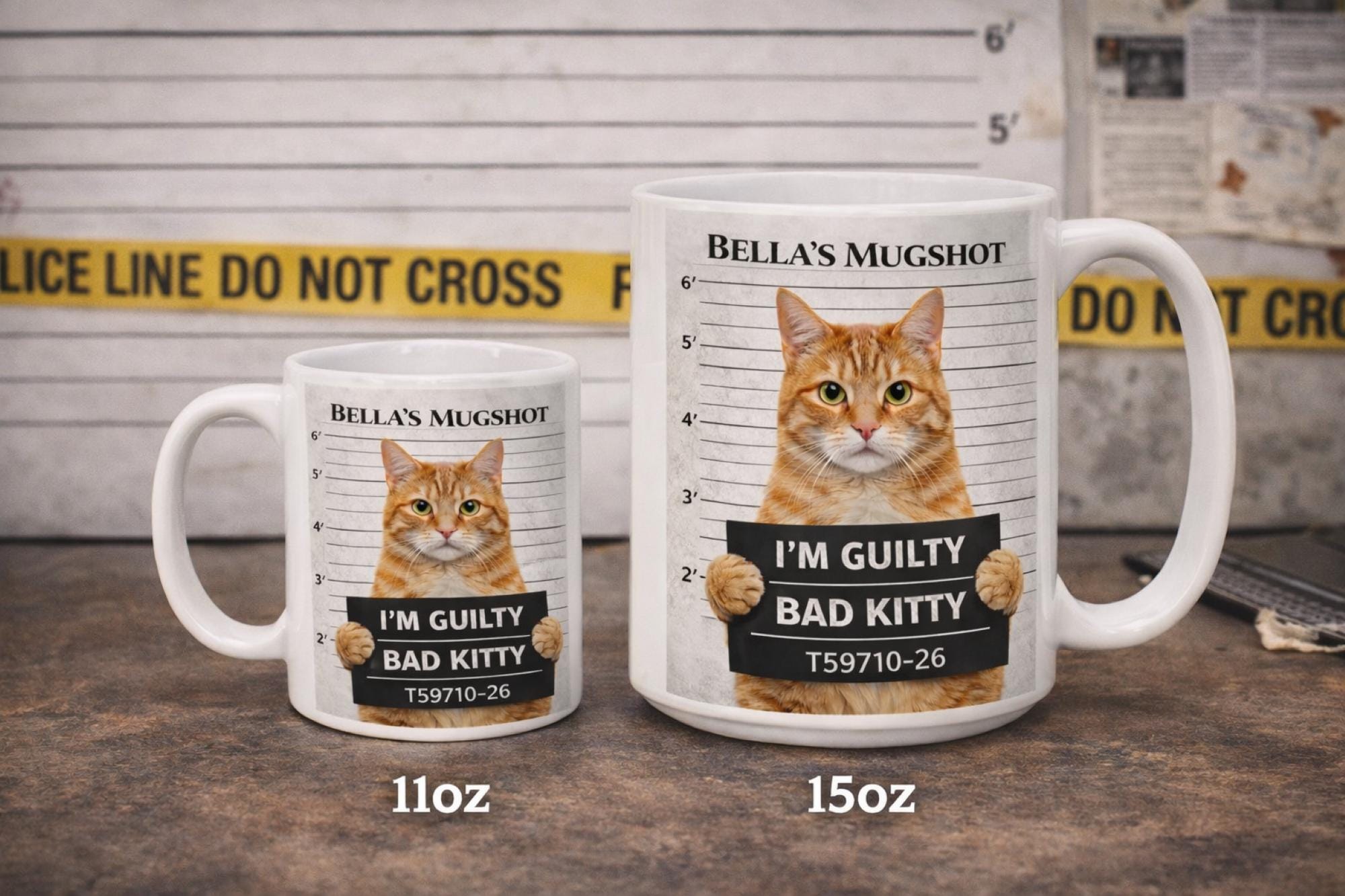 Custom Pet Mugshot Mug, Funny Pet Photo Mug, Personalized Dog or Cat Mug, Pet Crime Mug, Upload Pet Picture Mug, Funny Pet Gift, Ceramic Mug