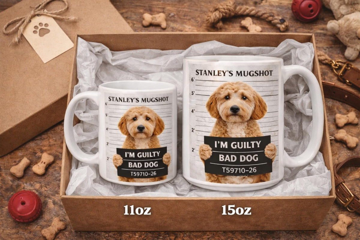 Custom Pet Mugshot Mug, Funny Pet Photo Mug, Personalized Dog or Cat Mug, Pet Crime Mug, Upload Pet Picture Mug, Funny Pet Gift, Ceramic Mug