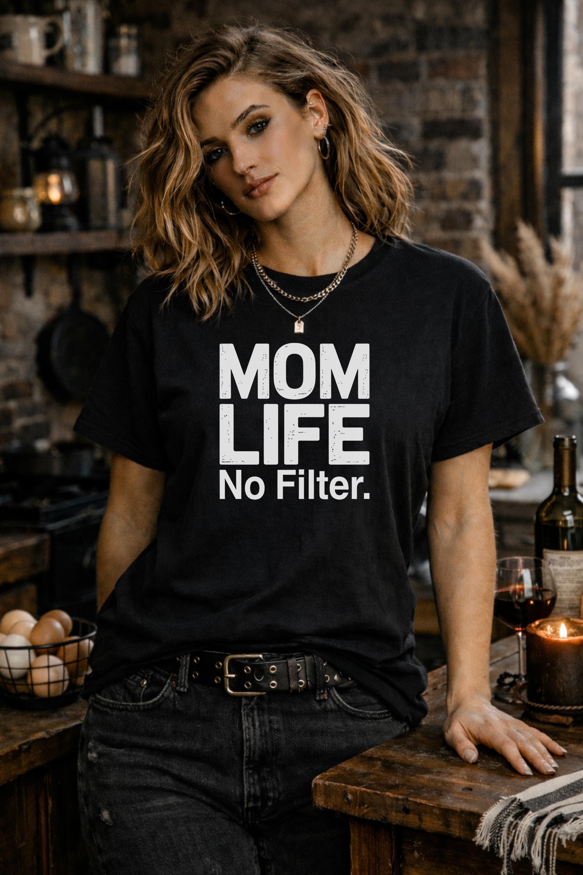 Mom Life Unfiltered Shirt, Tired Moms Club Tee, Funny Mom Shirt, Mom Life No Filter Graphic Tee, Gift for Mom, New Mom Humor Shirt