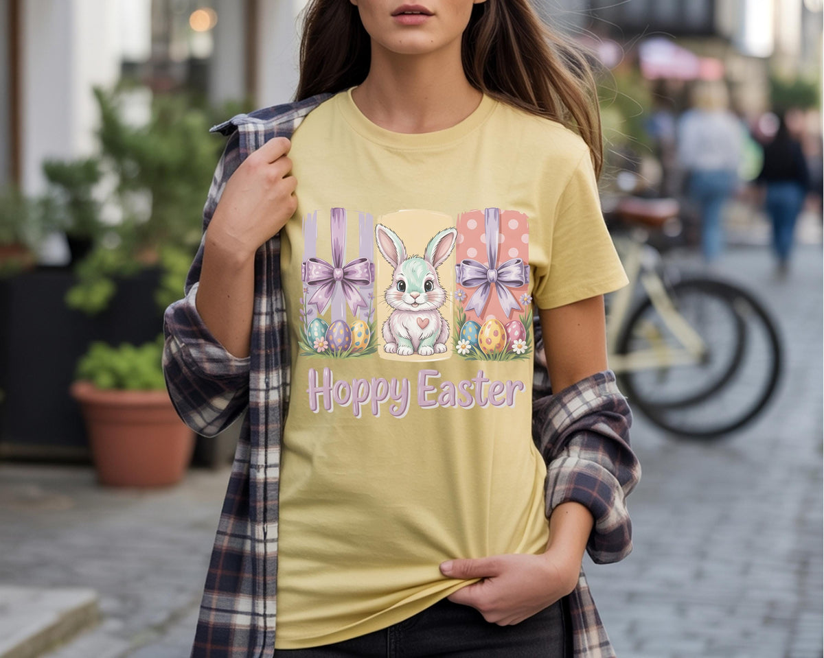 Happy Easter Bunny Shirt, Cute Pastel Easter Graphic Tee, Comfort Colors 1717 Spring Shirt