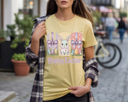 Happy Easter Bunny Shirt, Cute Pastel Easter Graphic Tee, Comfort Colors 1717 Spring Shirt